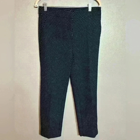 Ann Taylor Women's Pants Elastic Waist Black White Polka Dot Size 0 - Picture 1 of 6